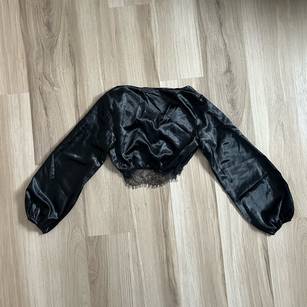 black satin button up - Picture 4 of 4